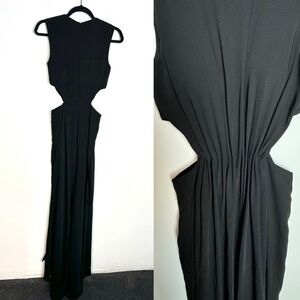 Ieena by Mac Duggal Black Gown Cut Outs sleeveless round neck Size 0